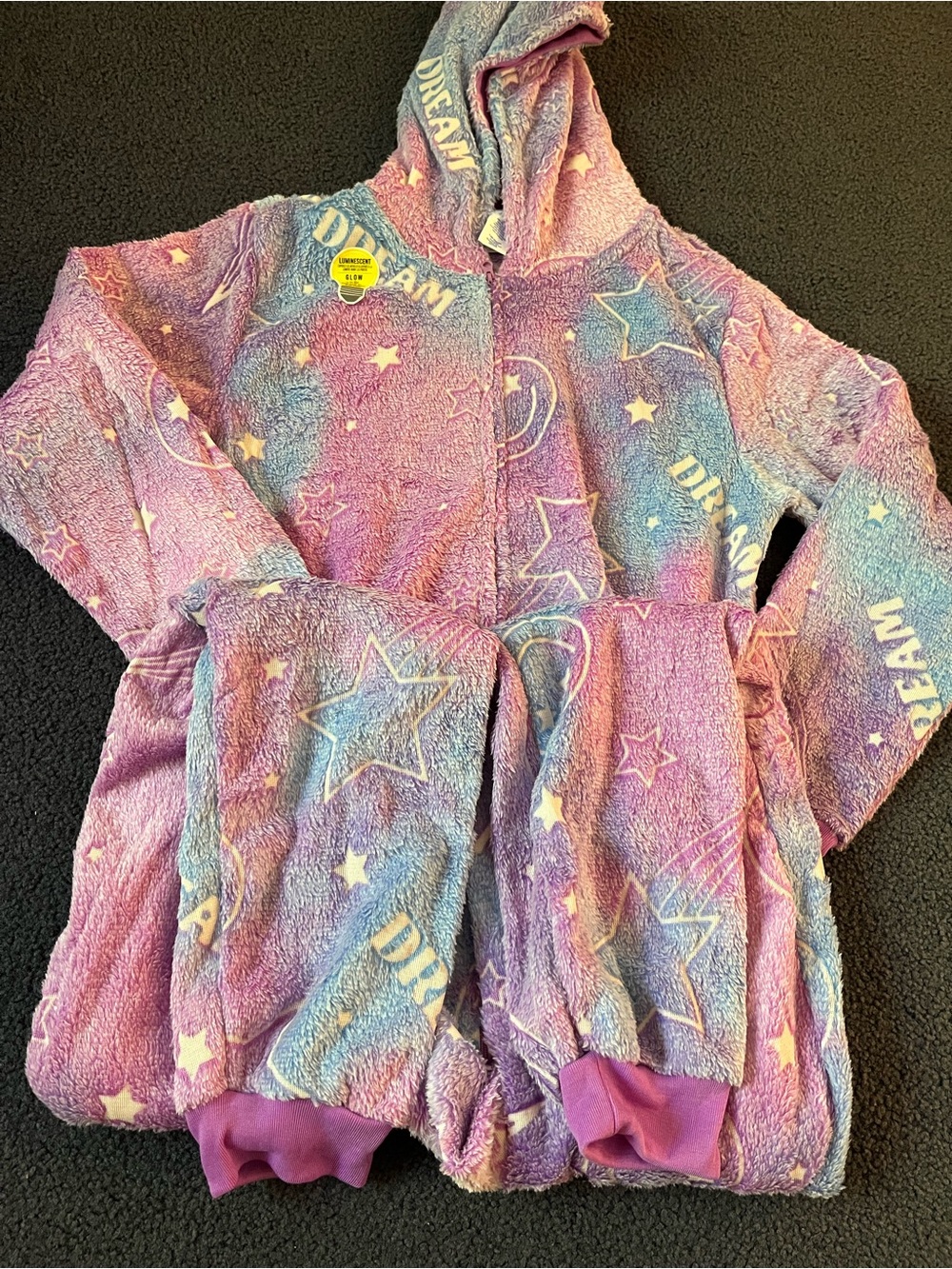 Kids' Purple & Blue Dream Stars Hooded Pajama Onesie